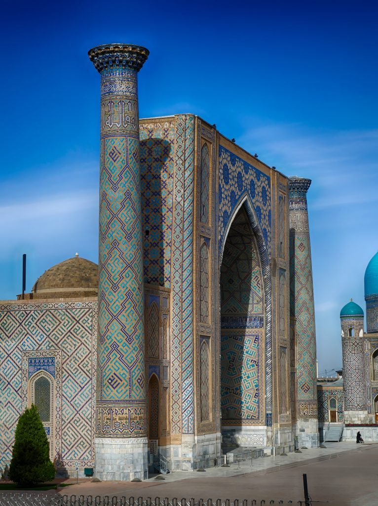 Ulu Beg  Madrassah, 1417 - 1420,  in Registan Square in Samarkand, Uzbekistan