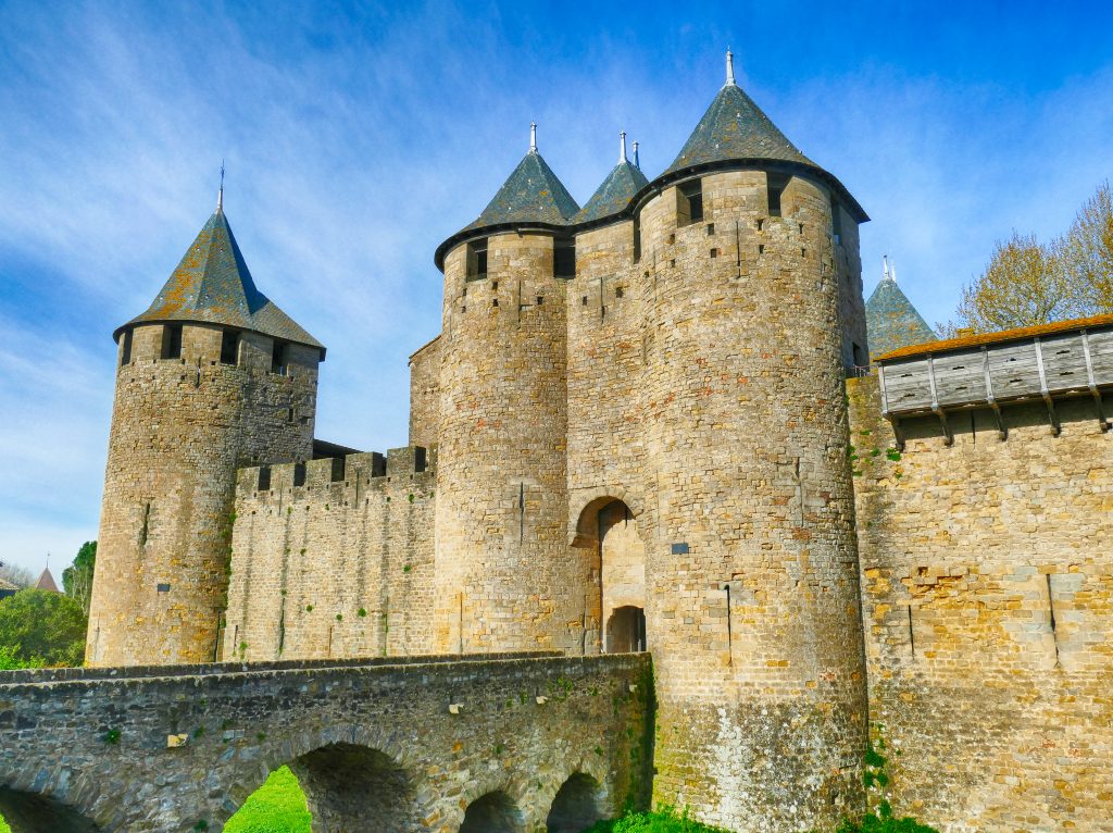 Towers and walls of the medieval citadel of Carcassonne, France