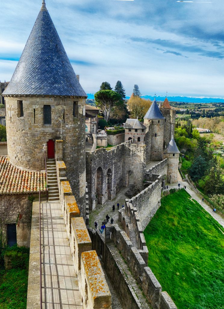 Towers and walls of the medieval citadel of Carcassonne, France